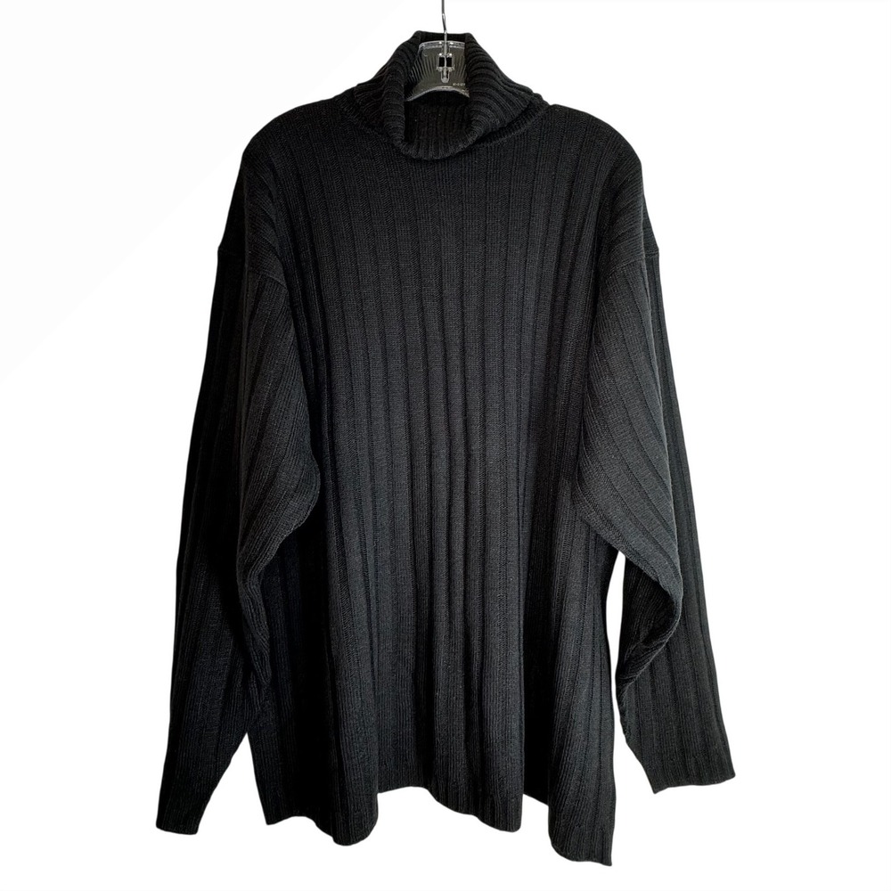 CCNY Urban Wear Mens XL Black Ribbed Turtleneck Sweater Long Sleeve Acrylic